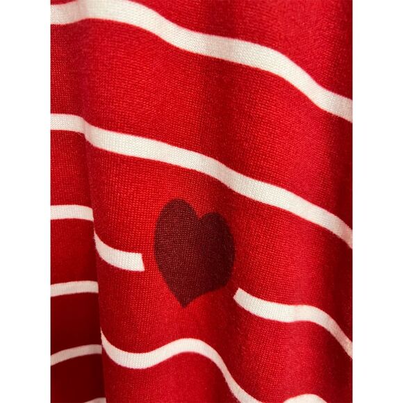 LuLaRoe Women's Striped Cardigan Sweater Red Heart Accents Size L - Picture 3 of 5